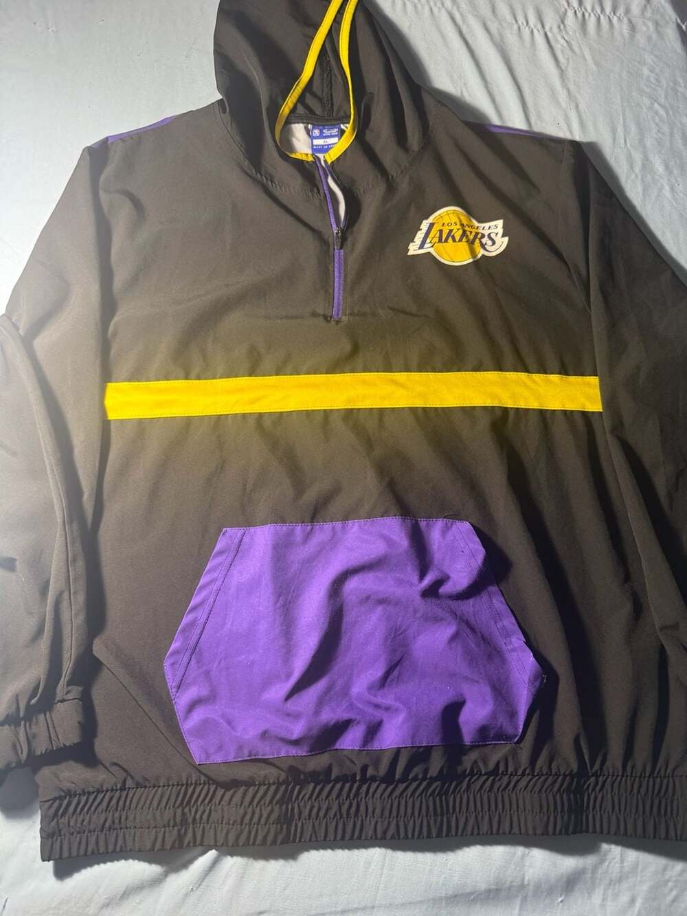Ultra Game Los Angeles Lakers XL 1/4 Zip Windbreaker